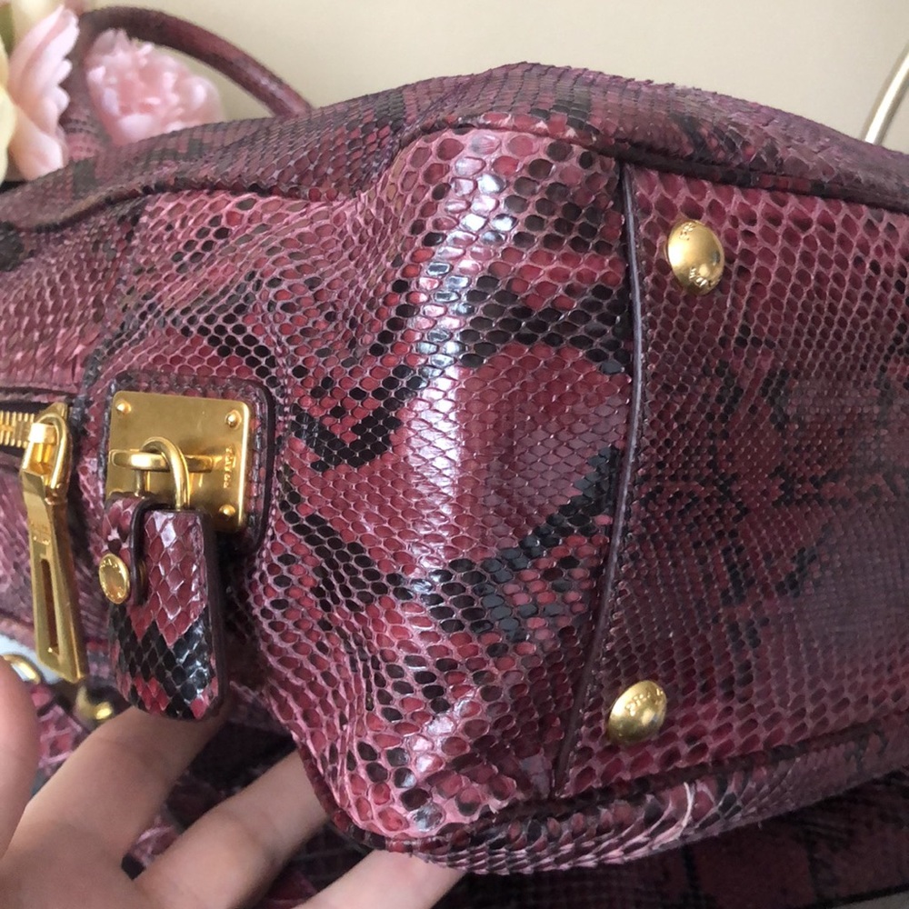 PRADA Purple Snakeskin Bauletto BL0756 Satchel Purse Bag - Picture 7 of 16